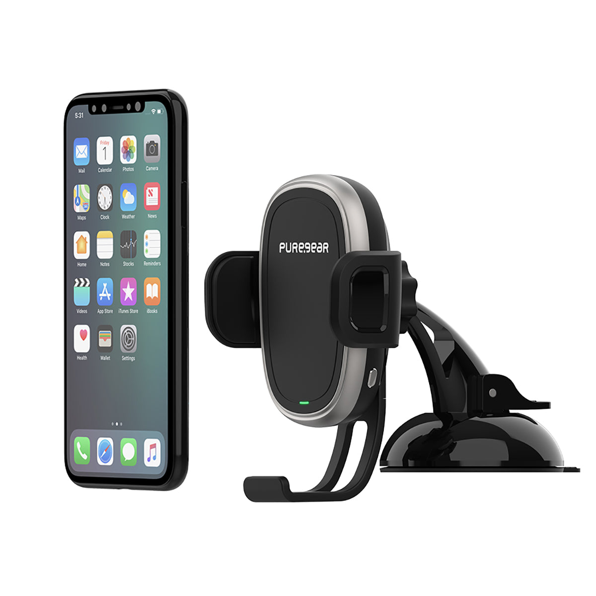 AutoGrip Wireless Car Charger Dash Mount - Black