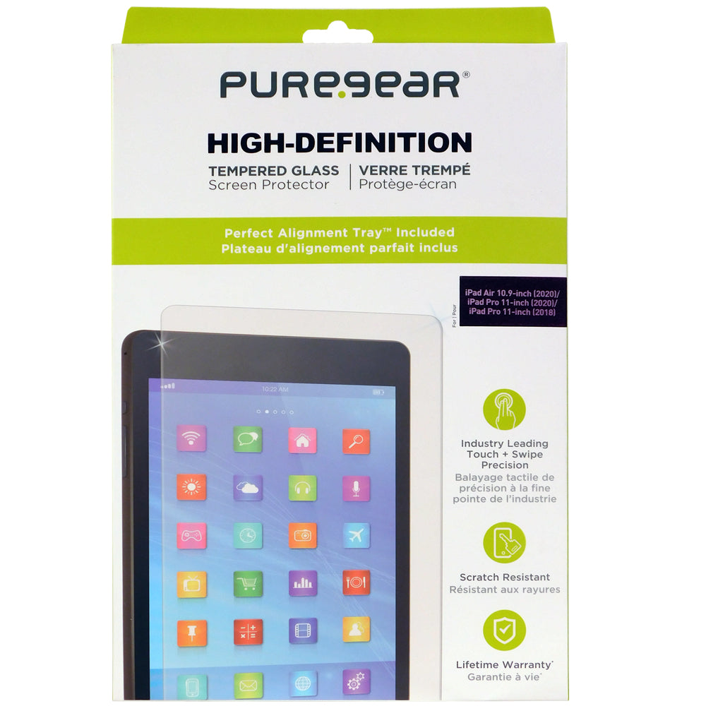 PureGear Apple iPad Air 10.9-inch (2020)/ iPad Pro 11-inch (2020)/ iPad Pro  11-inch (2018) High-Definition Glass Screen Protector with Alignment Tray –  PureGearIS