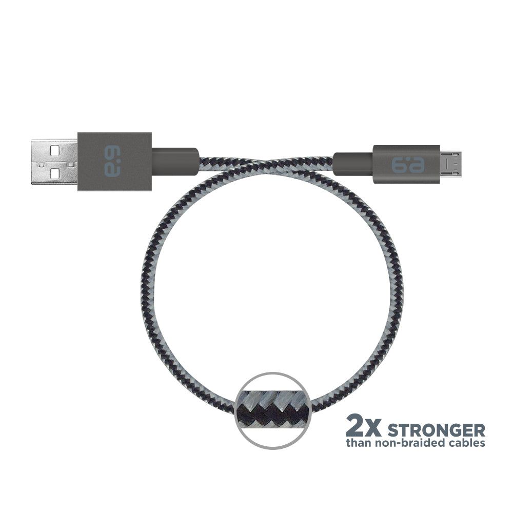 4ft Micro-USB to USB-A Metallic Braided Charge and Sync Cable - Slate