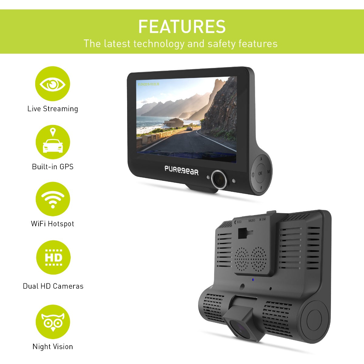 PureCam Connected Car Security System (16GB SD Card + FREE 3 Month 4G LTE Plan)