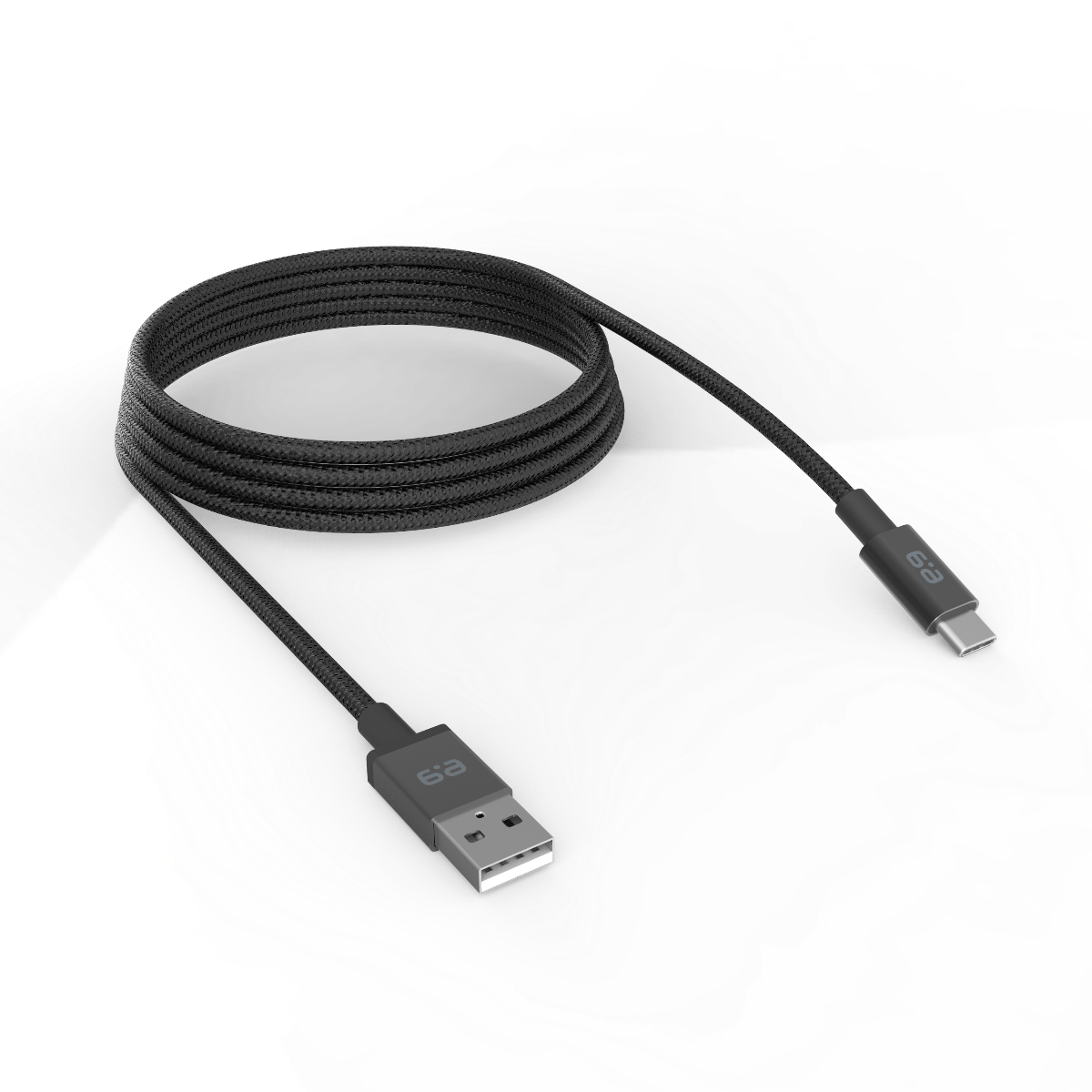 10ft Braided USB-A to USB-C 2.0 Cable - Black
