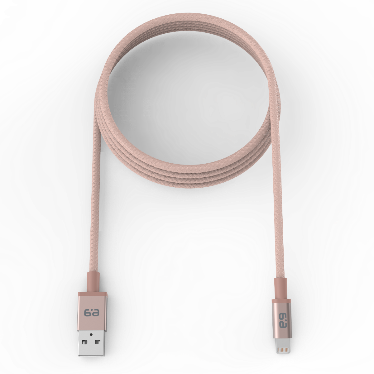 10ft Braided USB-A to Lightning Cable - Rose Gold