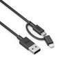 2-in-1 USB-A to Lightning, USB-C + Micro-USB Cable (9 in)