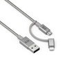 Braided USB-A to 2-in-1 Micro-USB + Lightning Cable (9 in)