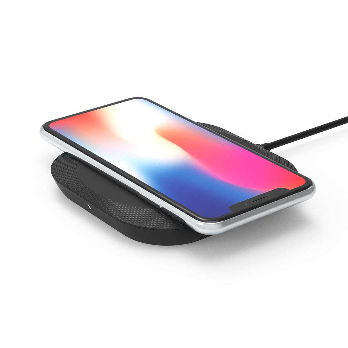 15W Squared Fast Wireless Charger With Wall Adapter, Black